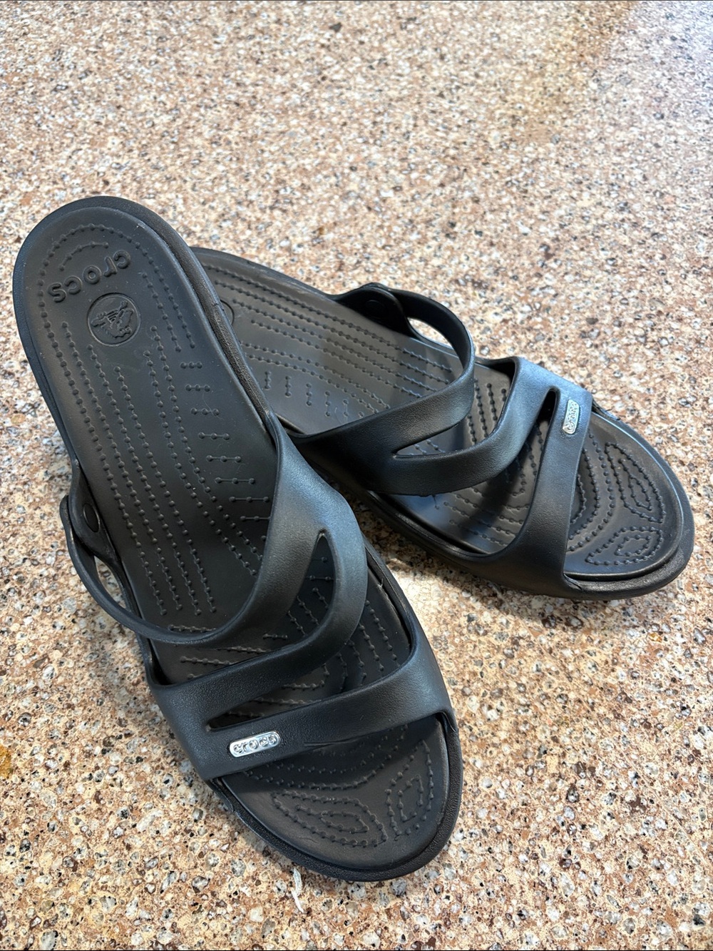 CROCS Black Women's Slip-On Strappy Sandals - Size 11